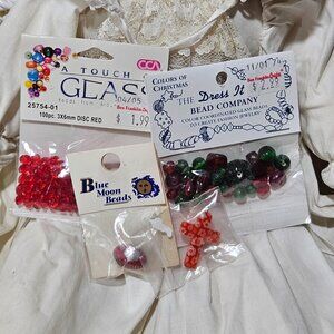 Lot of glass beads and findings for jewlery new in bag